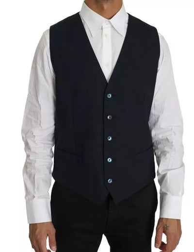 Dolce & Gabbana Blaue Wolle MARTINI Blazer Weste 2 Stück