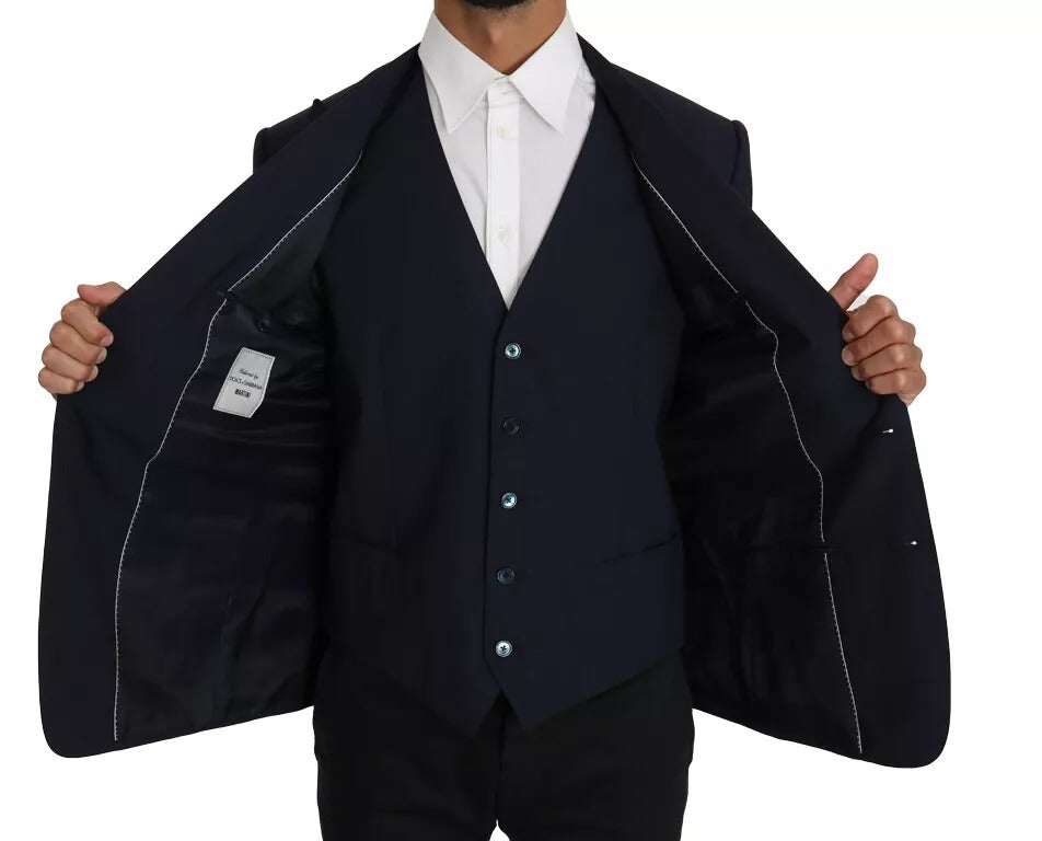 Dolce & Gabbana Blaue Wolle MARTINI Blazer Weste 2 Stück