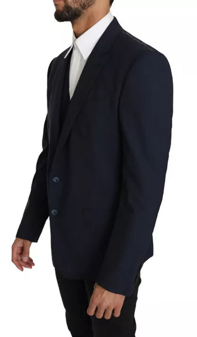 Dolce & Gabbana Blaue Wolle MARTINI Blazer Weste 2 Stück