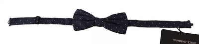 Dolce & Gabbana Blau gemusterte Seidenfliege mit verstellbarem Halsband Männer