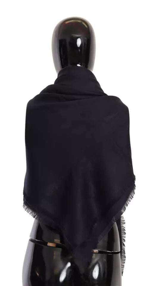 Dolce & Gabbana Schwarzer Fransenschal aus Seide und Wolle