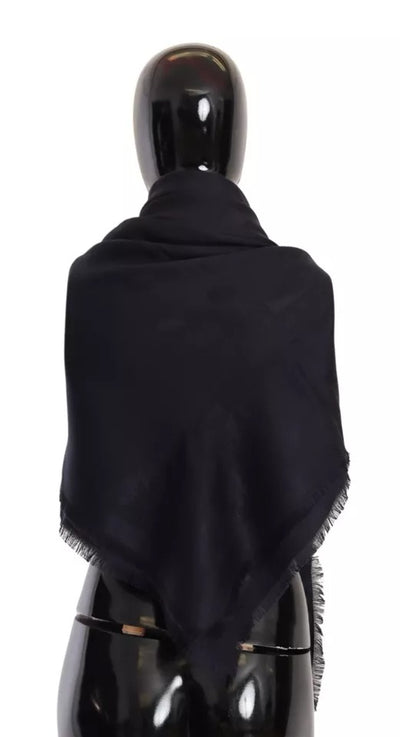 Dolce & Gabbana Schwarzer Fransenschal aus Seide und Wolle