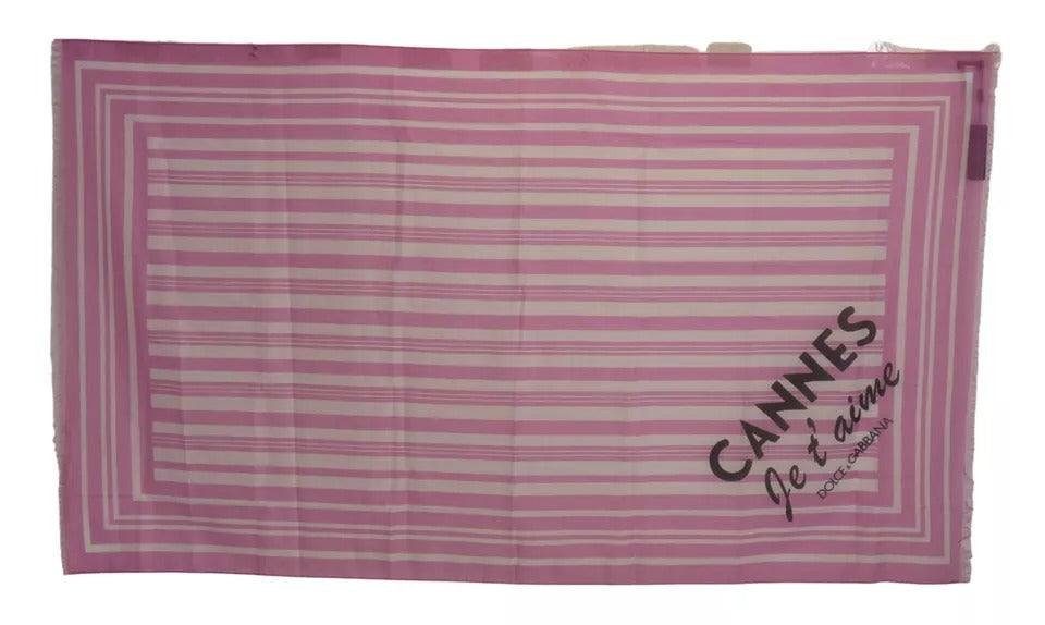 Dolce & Gabbana Rosa-weiß gestreifter Cannes-Wickeltuch-Schal