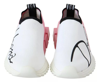 Dolce & Gabbana Rosa Weiß Logo Sorrento Turnschuhe Schuhe