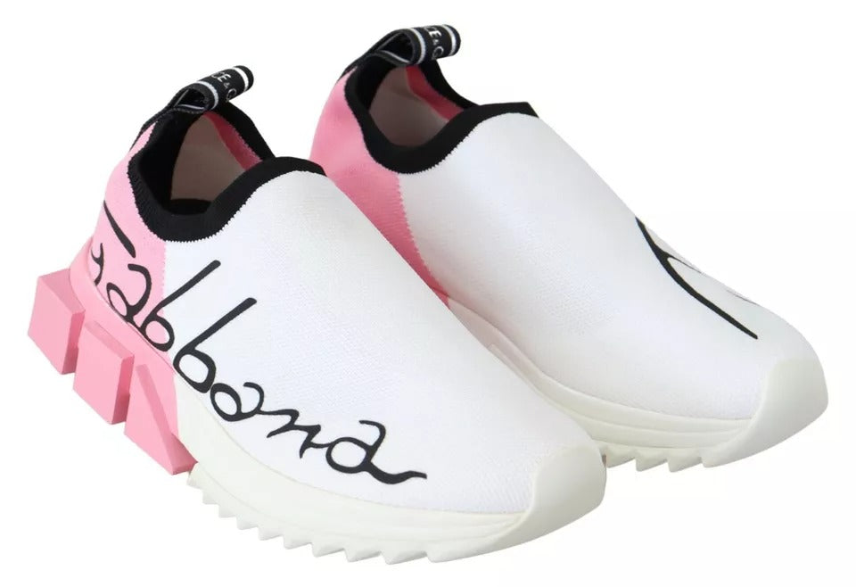 Dolce & Gabbana Rosa Weiß Logo Sorrento Turnschuhe Schuhe