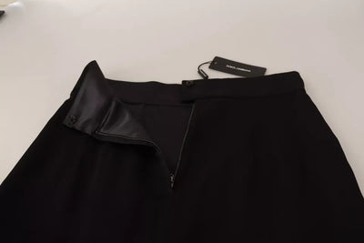 Dolce & Gabbana Schwarzer Seidenrock mit hoher Taille und Mini-Bleistiftschnitt