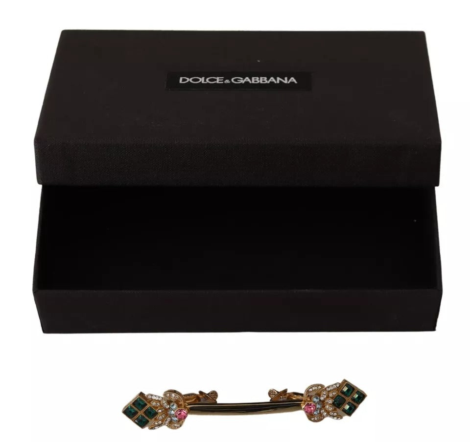 Dolce & Gabbana Vergoldete 925 Sterling Silber Kristall Halsband Stopp Brosche
