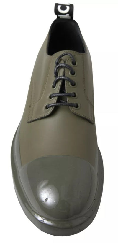 Dolce & Gabbana Grünes Leder Gummisohle Kleid Schuhe