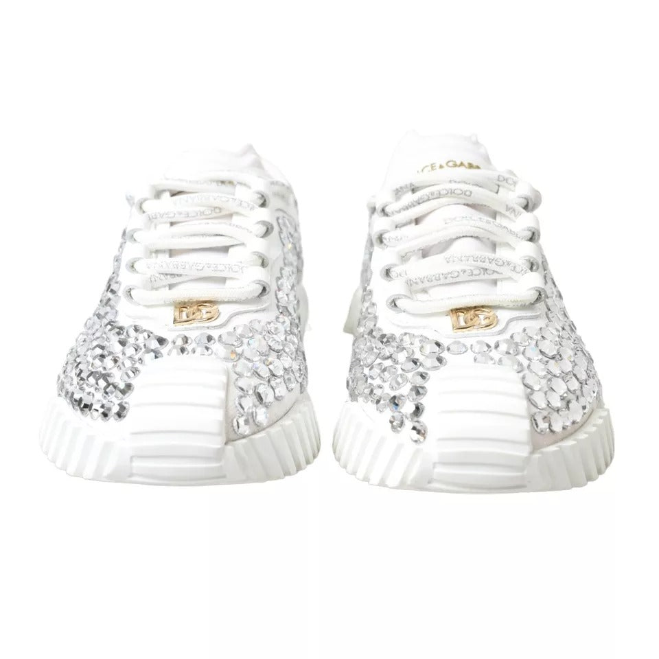 Dolce & Gabbana Weiß NS1 Canvas Leder verschönert Turnschuhe Schuhe