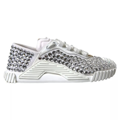 Dolce & Gabbana Weiß NS1 Canvas Leder verschönert Turnschuhe Schuhe