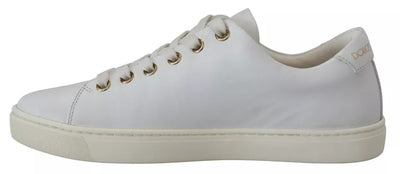 Dolce & Gabbana Weiß Leder Gold Rot Herz Turnschuhe Schuhe