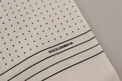 Dolce & Gabbana Weißes Polka Dots Muster Seidenfransen Wickelschal