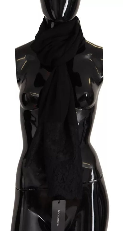 Dolce & Gabbana Brauner Seiden-Wickeltuch-Schal Floral Lace Scarf