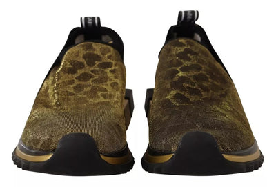Dolce & Gabbana Gold Glitter Leopard Sorrento Sneakers Schuhe