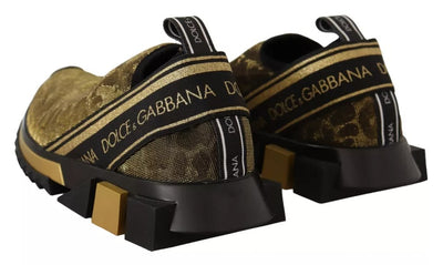 Dolce & Gabbana Gold Glitter Leopard Sorrento Sneakers Schuhe