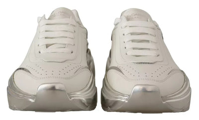 Dolce & Gabbana Weiß Silber Leder Daymaster Turnschuhe Schuhe