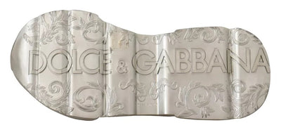 Dolce & Gabbana Weiß Silber Leder Daymaster Turnschuhe Schuhe