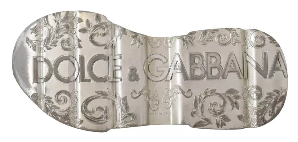 Dolce & Gabbana Weiß Silber Leder Daymaster Turnschuhe Schuhe