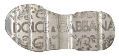 Dolce & Gabbana Weiß Silber Leder Daymaster Turnschuhe Schuhe