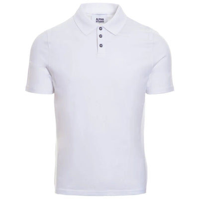 Alpha Studio Weißes Baumwoll-Poloshirt