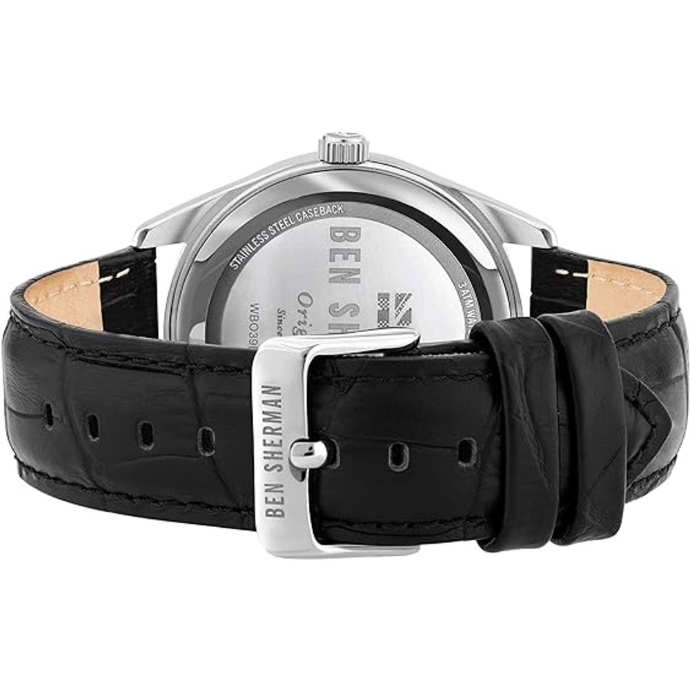 Ben Sherman Schwarze Lederuhr