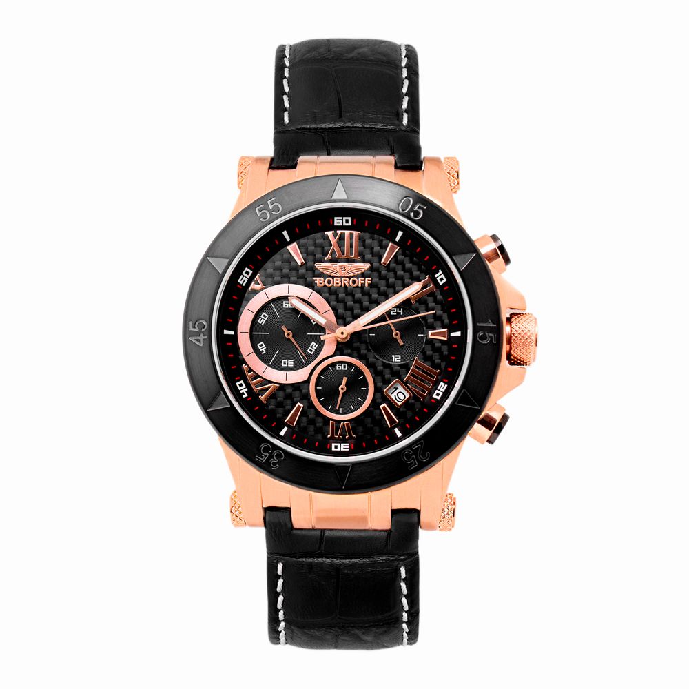 Bobroff Schwarze Lederuhr