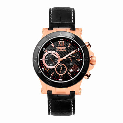Bobroff Schwarze Lederuhr