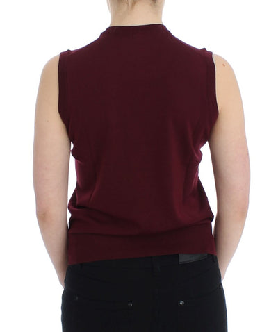 Dolce & Gabbana Rote ärmellose Weste mit Rundhalsausschnitt Pullover
