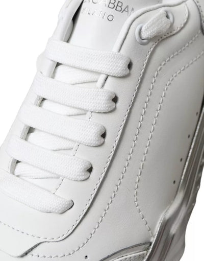 Dolce & Gabbana Weiß Silber Daymaster Leder Turnschuhe Schuhe