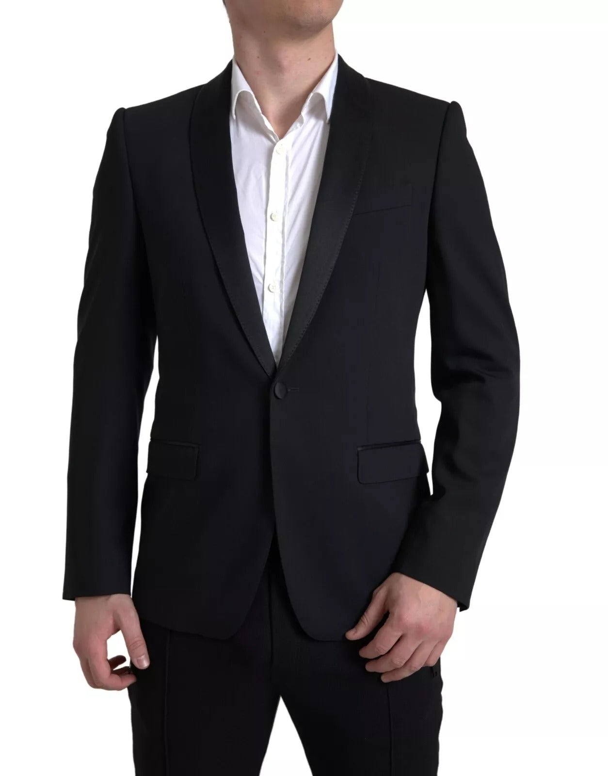 Dolce & Gabbana Schwarzer einreihiger Wollblazer MARTINI Bekleidung