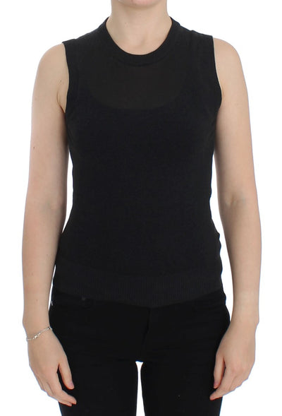 Dolce & Gabbana Schwarze ärmellose Weste mit Rundhalsausschnitt Pullover