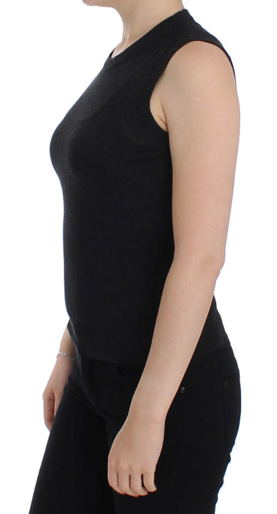 Dolce & Gabbana Schwarze ärmellose Weste mit Rundhalsausschnitt Pullover