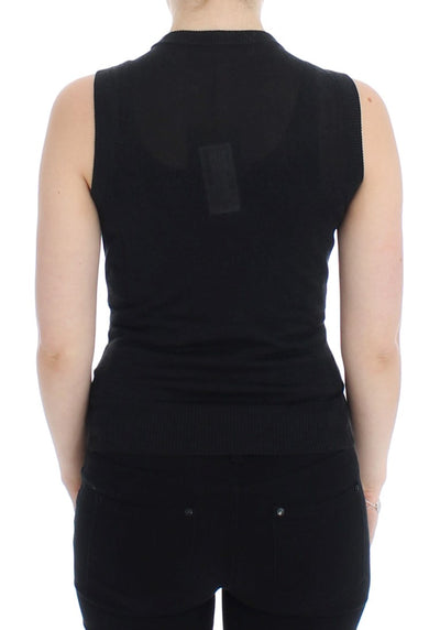 Dolce & Gabbana Schwarze ärmellose Weste mit Rundhalsausschnitt Pullover