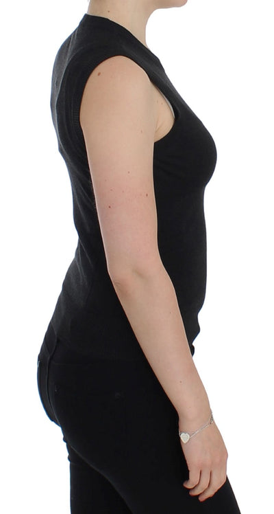Dolce & Gabbana Schwarze ärmellose Weste mit Rundhalsausschnitt Pullover