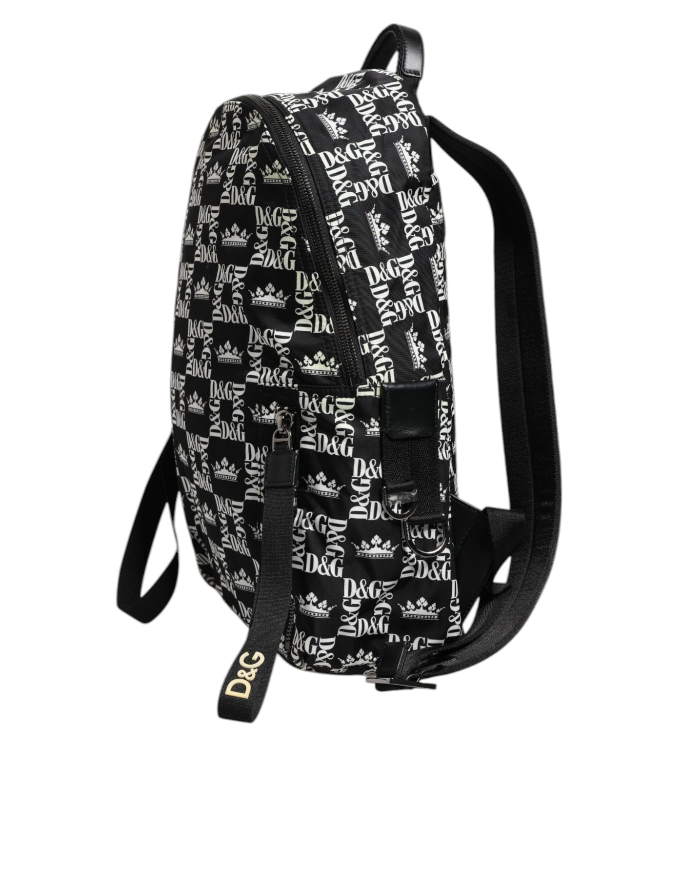 Dolce & Gabbana Schwarz-Weiß-Krone gedruckt Nylon Schule Rucksack Tasche