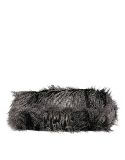 Dolce & Gabbana Schwarze Oversize-Kunstfell-Einkaufstasche