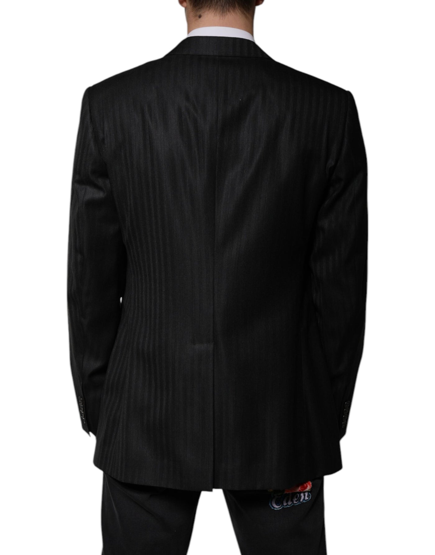 Dolce & Gabbana Schwarz gestreifter einreihiger Blazer aus Wolle