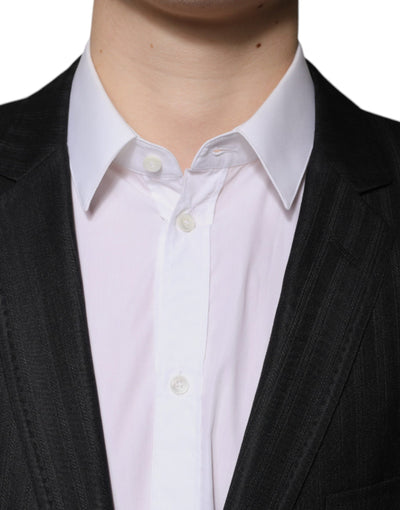 Dolce & Gabbana Schwarz gestreifter einreihiger Blazer aus Wolle
