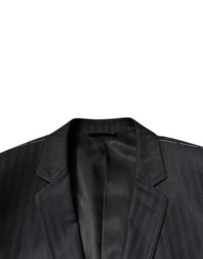 Dolce & Gabbana Schwarz gestreifter einreihiger Blazer aus Wolle