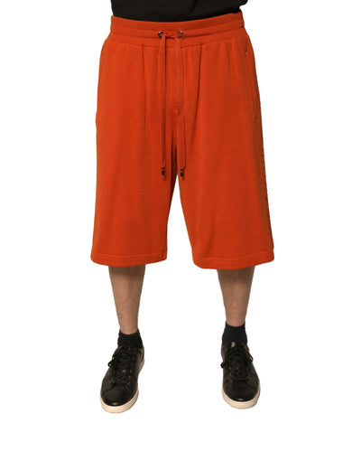 Dolce & Gabbana Orangefarbene Herren-Bermudashorts aus Baumwollmischung