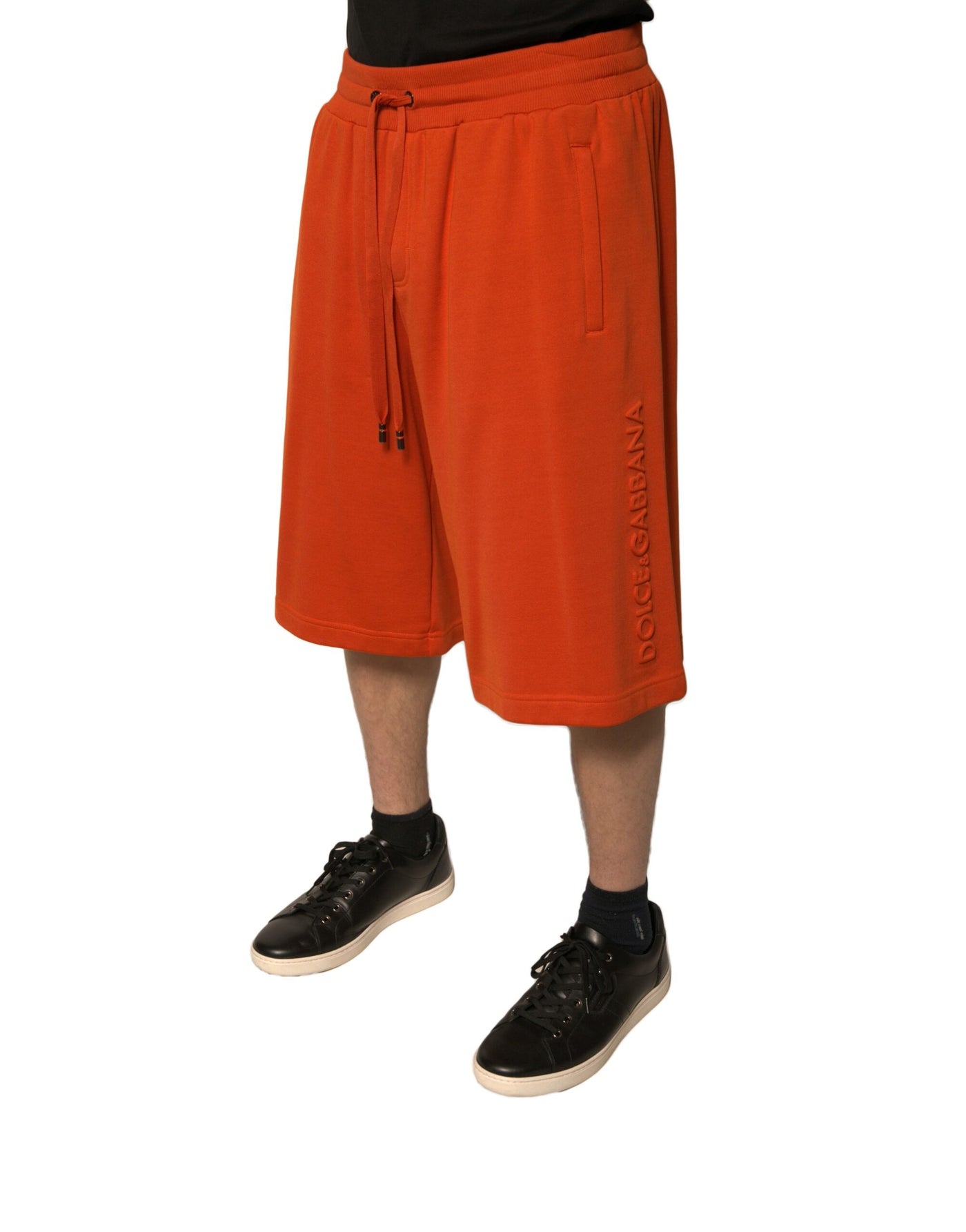 Dolce & Gabbana Orangefarbene Herren-Bermudashorts aus Baumwollmischung