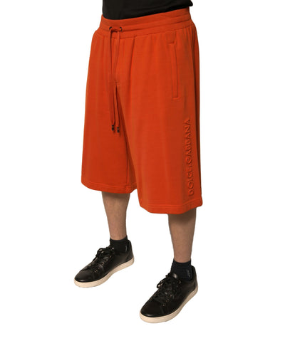 Dolce & Gabbana Orangefarbene Herren-Bermudashorts aus Baumwollmischung