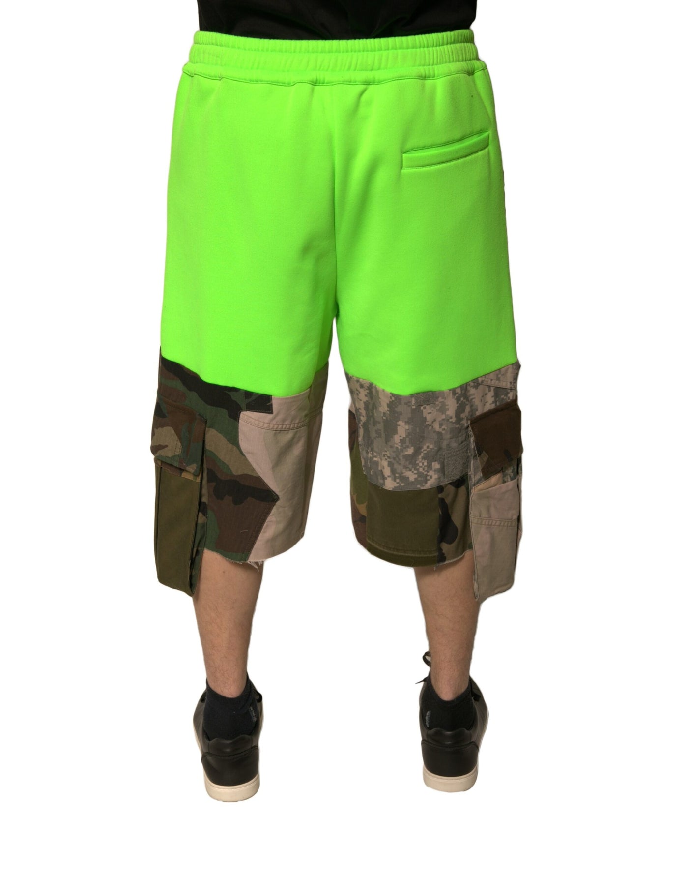 Dolce & Gabbana Grüne Cargo-Bermudashorts mit Patchwork