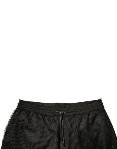 Dolce & Gabbana Schwarze Polyester-Jersey-Shorts mit mittlerer Taille