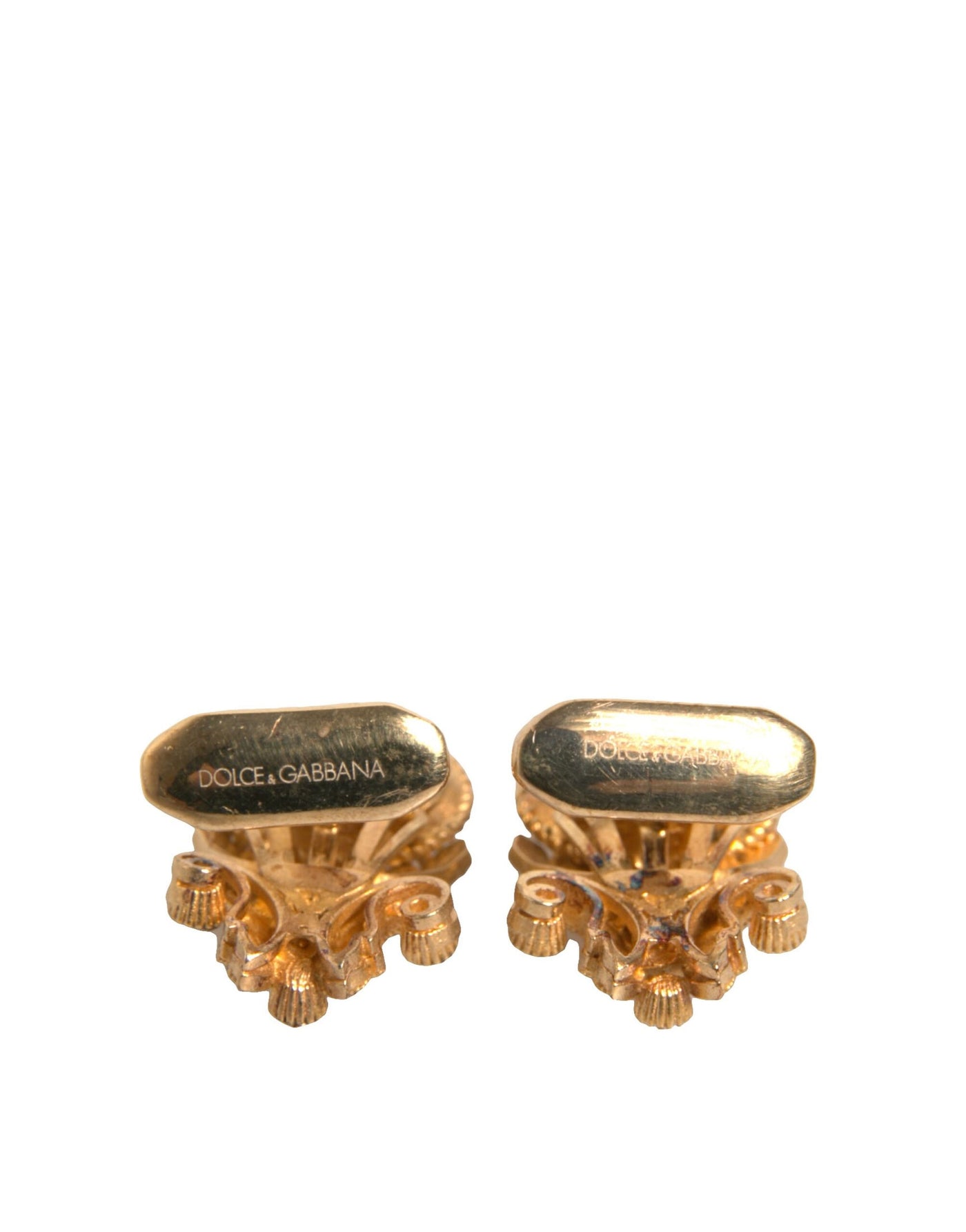 Dolce & Gabbana Goldfarbener 925 Sterling Silber Kristall Manschettenknopf