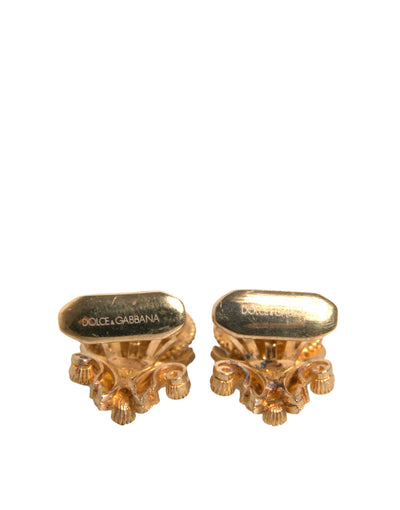 Dolce & Gabbana Goldfarbener 925 Sterling Silber Kristall Manschettenknopf