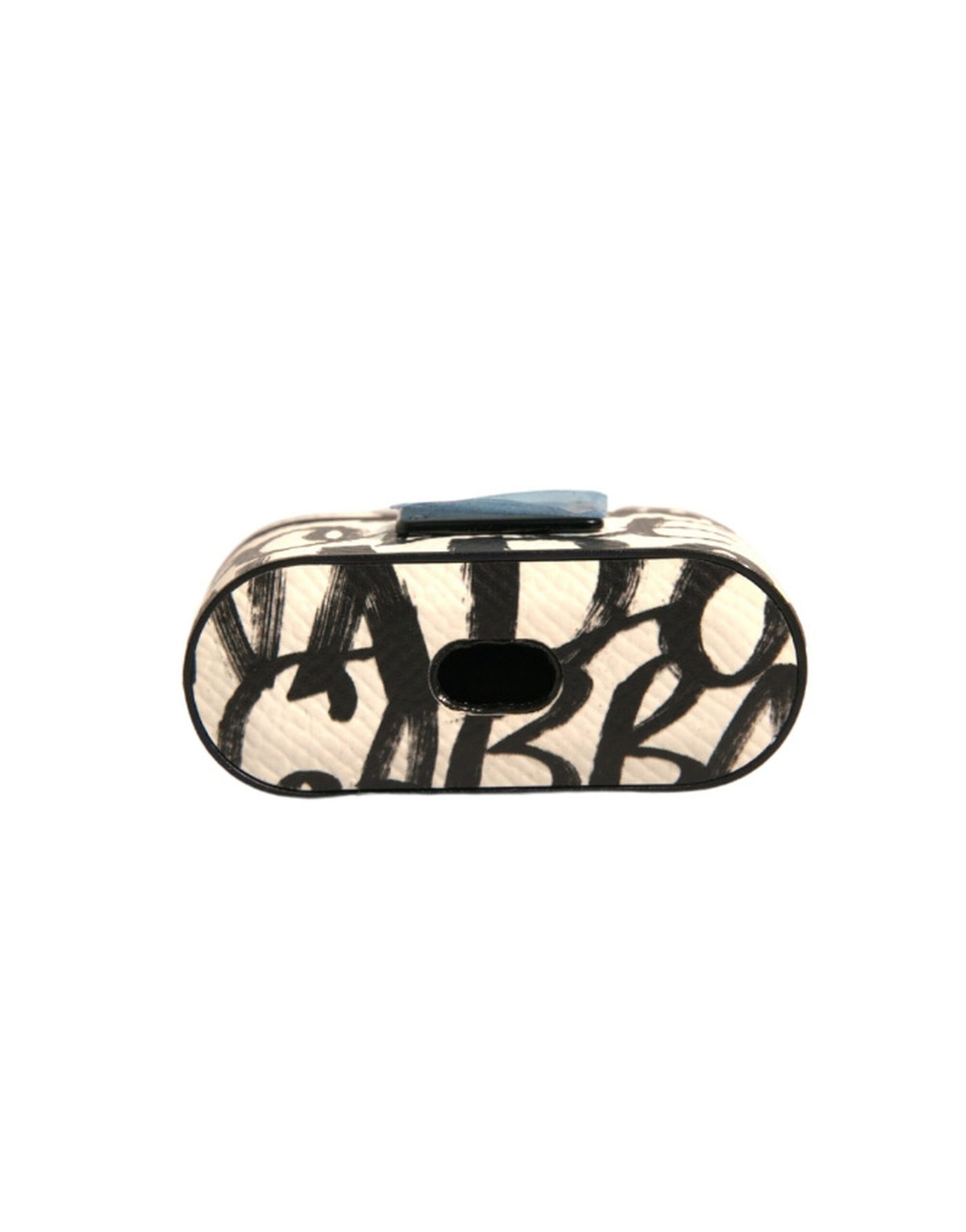 Dolce & Gabbana Schwarzes weißes Leder Scribble mit geprägtem Logo Airpods Etui