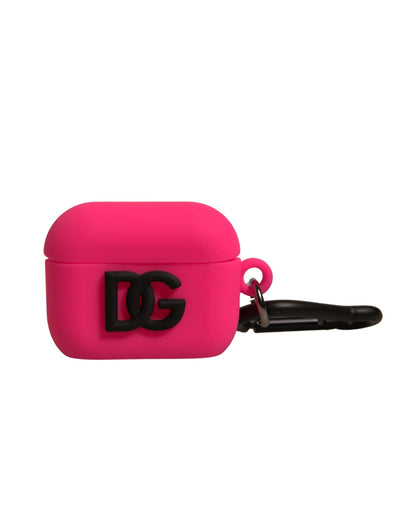 Dolce & Gabbana Rosa Silikon-Gummi-Logo geprägte Airpods Hülle