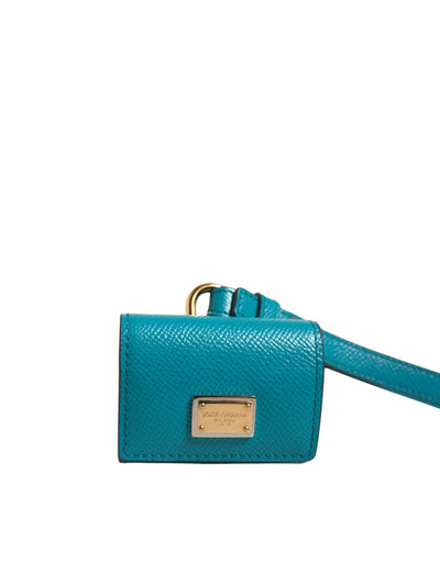 Dolce & Gabbana Grünes Logo Plaque Leder Gold Metall Strap Airpods Fall