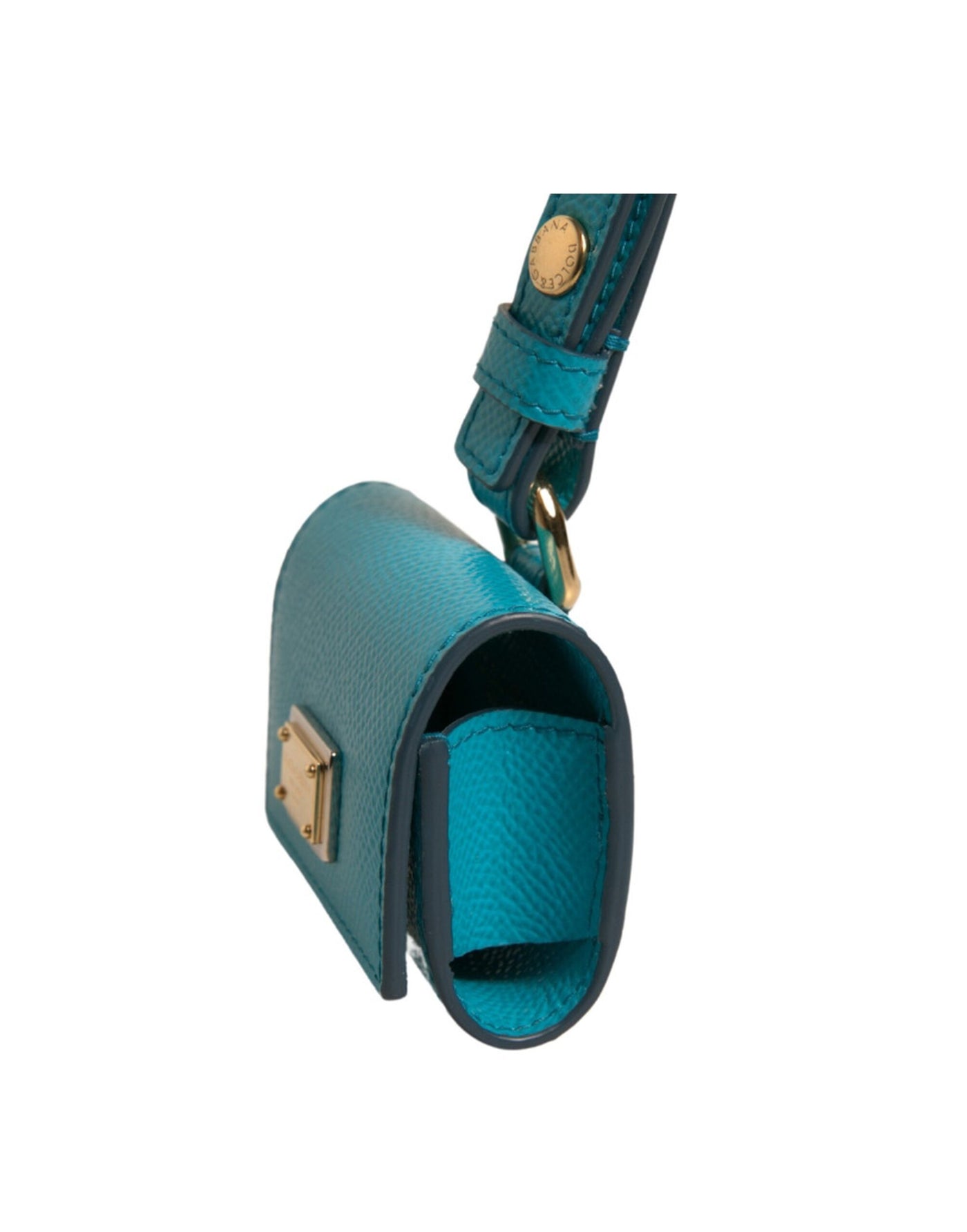 Dolce & Gabbana Grünes Logo Plaque Leder Gold Metall Strap Airpods Fall